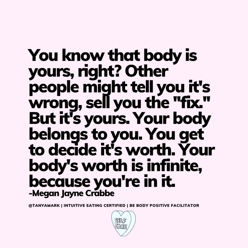 How can I improve my body image? Know your body's worth is infinite.